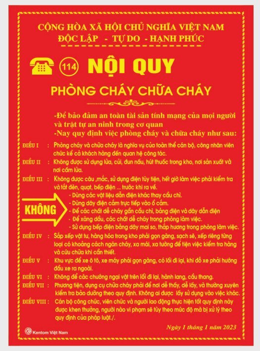 Bộ nội quy tiêu lệnh 4 mảnh Kentom - Ảnh 4